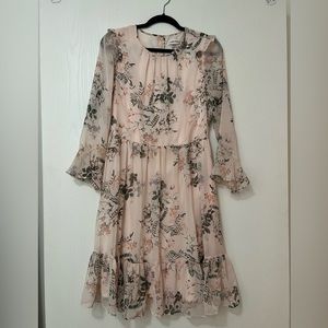 ‼️Calvin Klein Long Sleeve Chiffon Dress Women's Dress Blush Multi size 8‼️